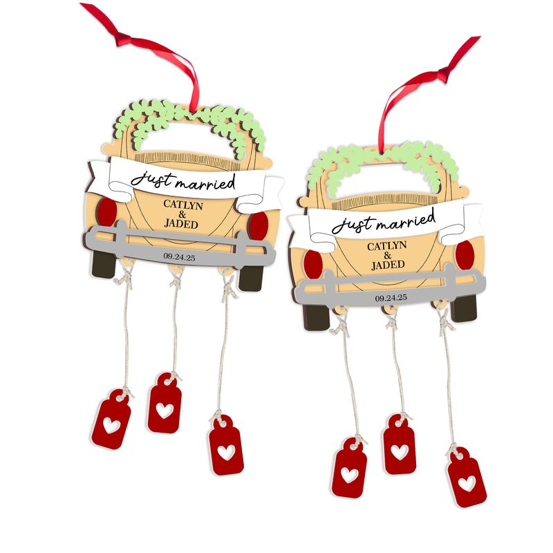 Personalized 2-Layer Wooden And Acrylic Christmas Ornament with Charms