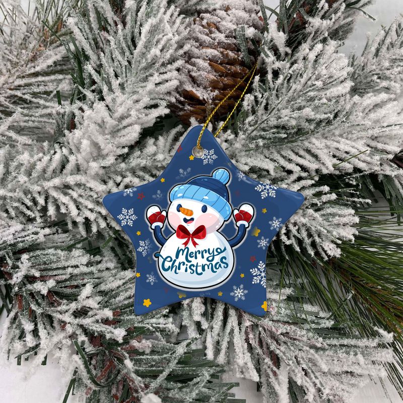 Personalized Star Ceramic Christmas Ornament With Acrylic Pieces