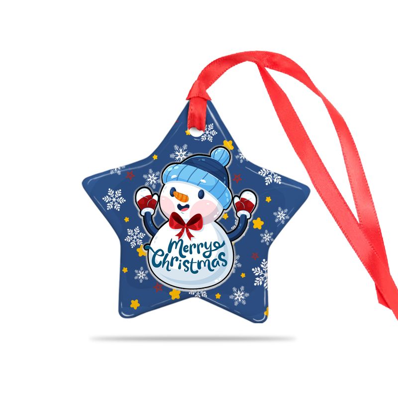 Personalized Star Ceramic Christmas Ornament With Acrylic Pieces