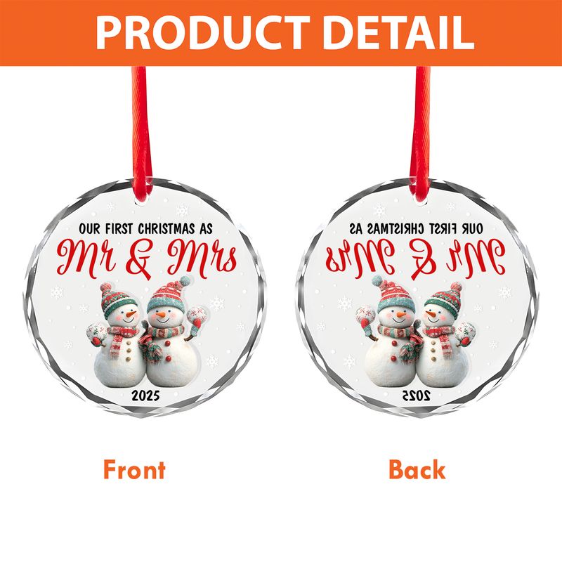 Personalized Round Glass Christmas Ornament With Acrylic Pieces