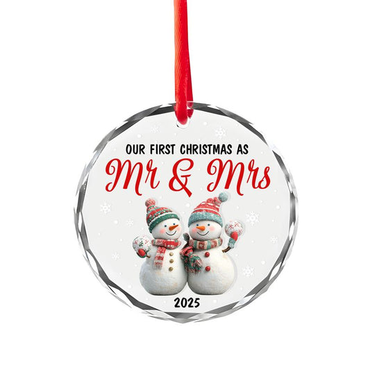 Personalized Round Glass Christmas Ornament With Acrylic Pieces