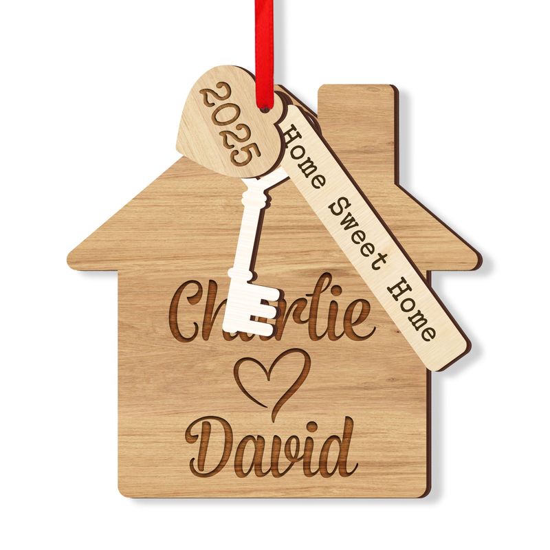 Personalized 1-Layer Wooden Christmas Ornament With Charms