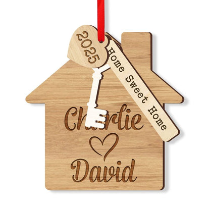 Personalized 1-Layer Wooden Christmas Ornament With Charms