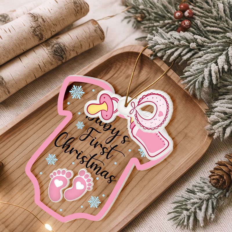 Personalized Transparent Acrylic Christmas Ornament With Charms