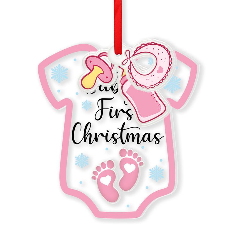 Personalized 2-Layer Transparent Acrylic Christmas Ornament With Charms