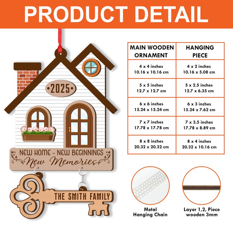 Personalized 2 Layered Wooden Ornament with Hanging Piece