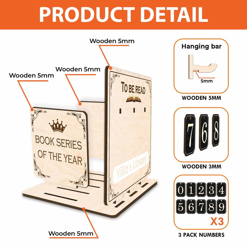 Personalized Wooden Books Read Tracker