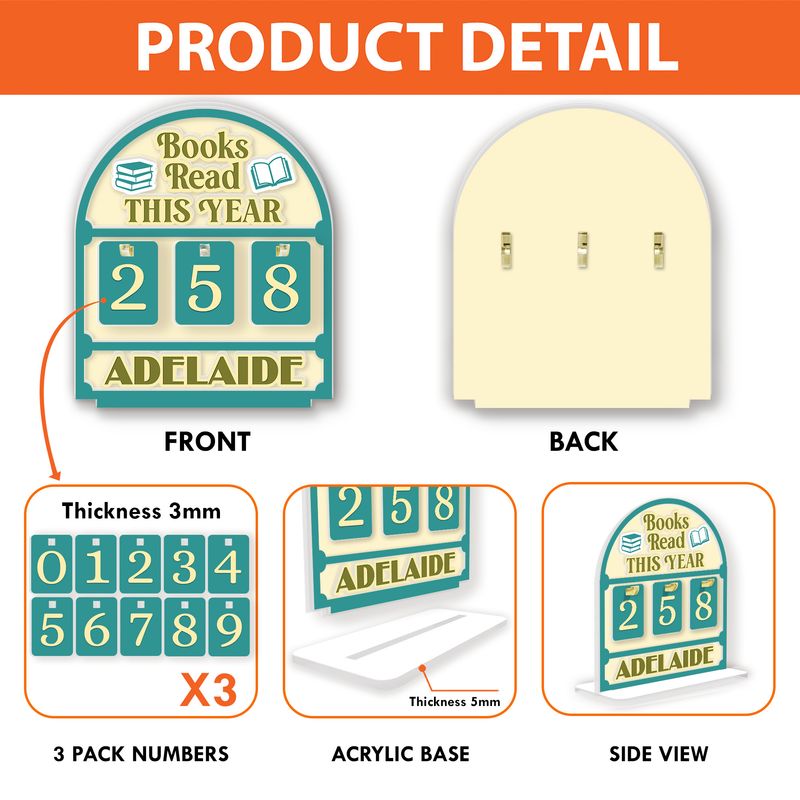 Personalized Acrylic Books Read Tracker With Base
