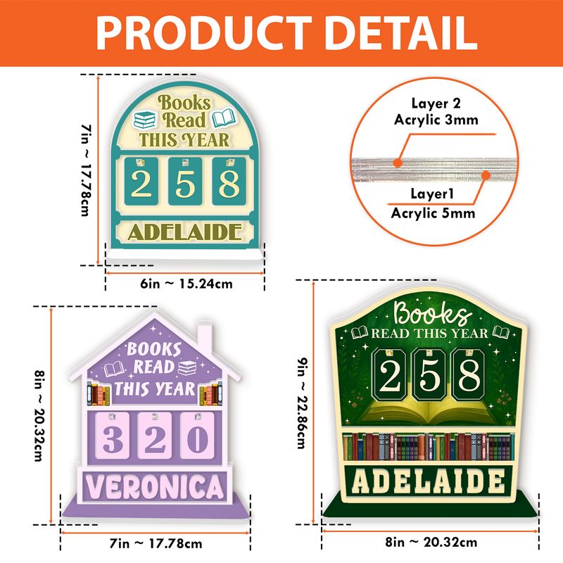 Personalized Acrylic Books Read Tracker With Base