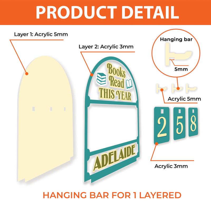 Personalized Acrylic Books Read Tracker With Base