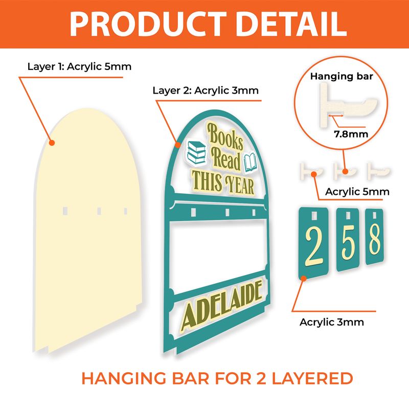 Personalized Acrylic Books Read Tracker With Base