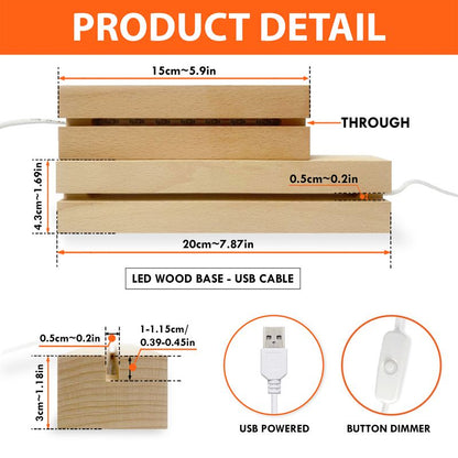 Personalized 3D Monochrome Led Light With Wooden Base