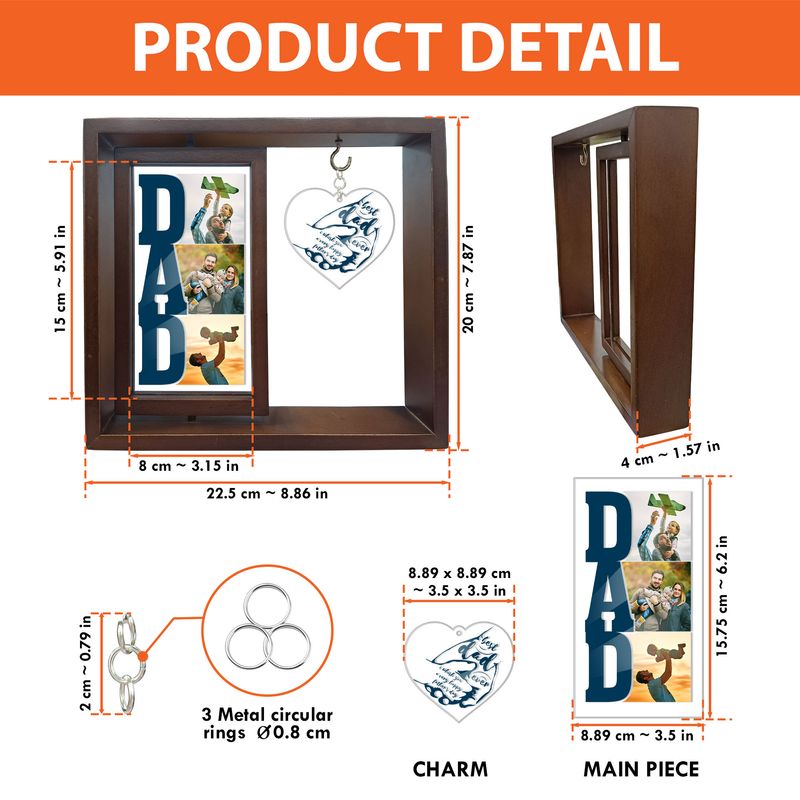 Personalized Rotating Photo Frame With Acrylic Hanging Charm
