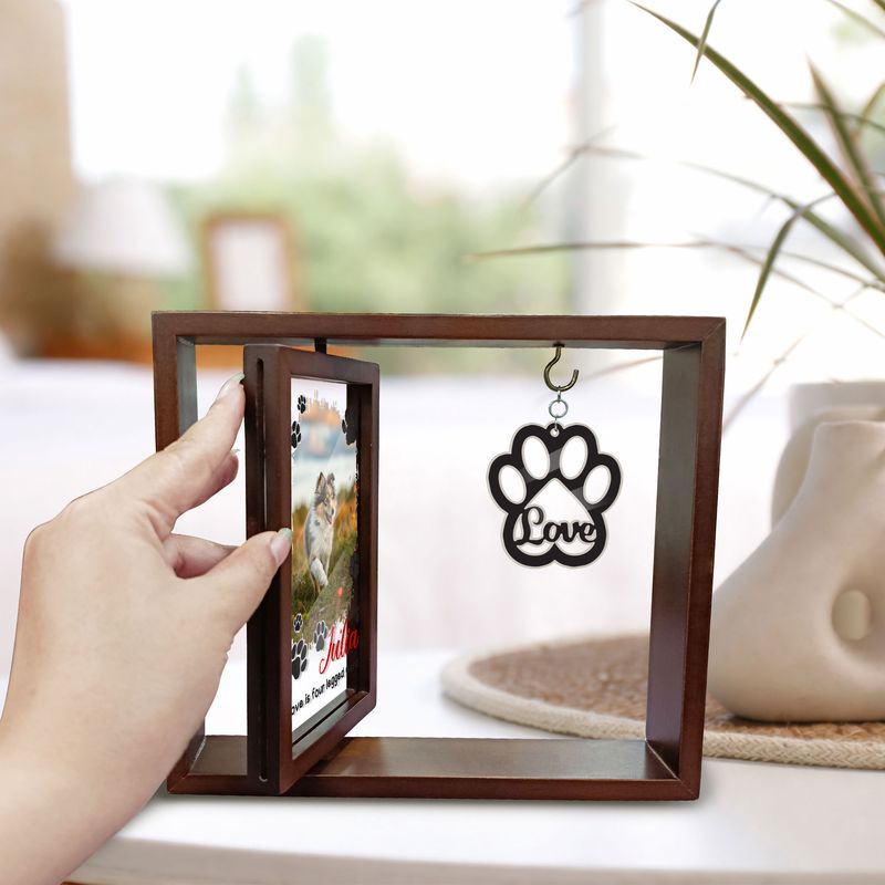 Personalized Rotating Photo Frame With Acrylic Hanging Charm