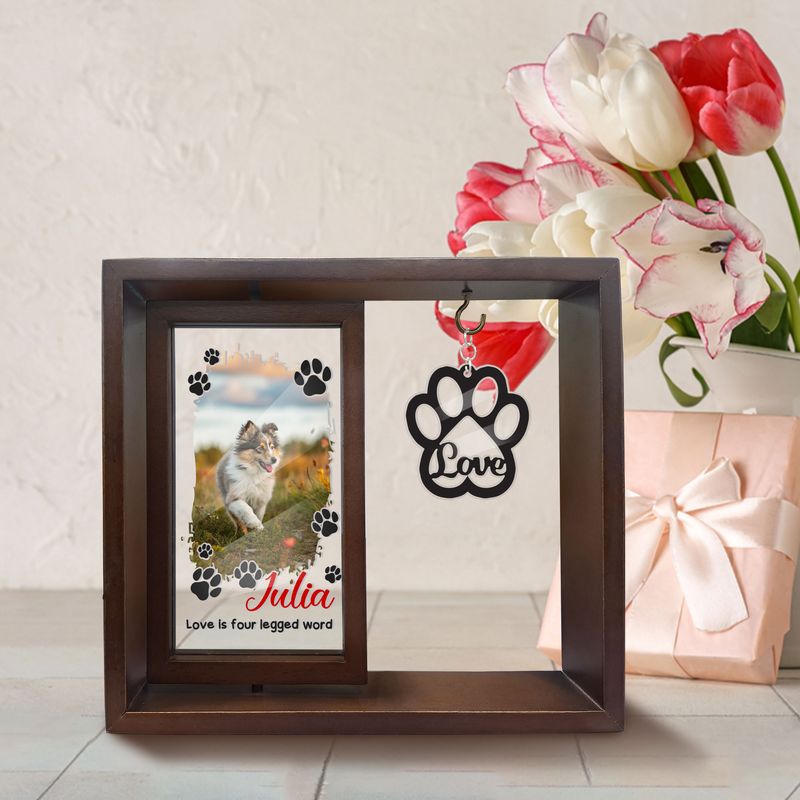 Personalized Rotating Photo Frame With Acrylic Hanging Charm