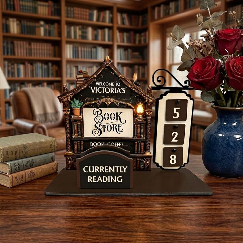 Personalized Wooden Book Stand With Reading Counter