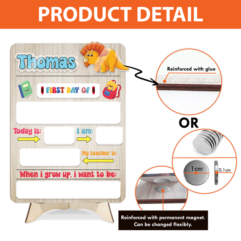 Personalized Wooden Reusable School Sign Png